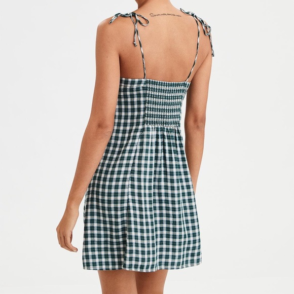 American Eagle Plaid Green Dress - Picture 2 of 6